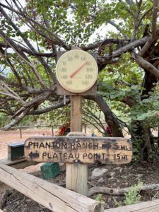 a temperature gauge at phantom ranch grand canyon