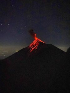 Acatenango volcano erupting in Guatemala
