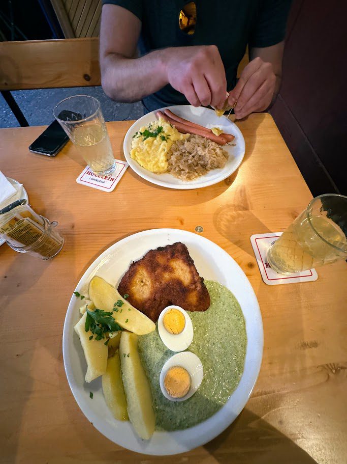 schnitzel in frankfurt germany apfelwein dax