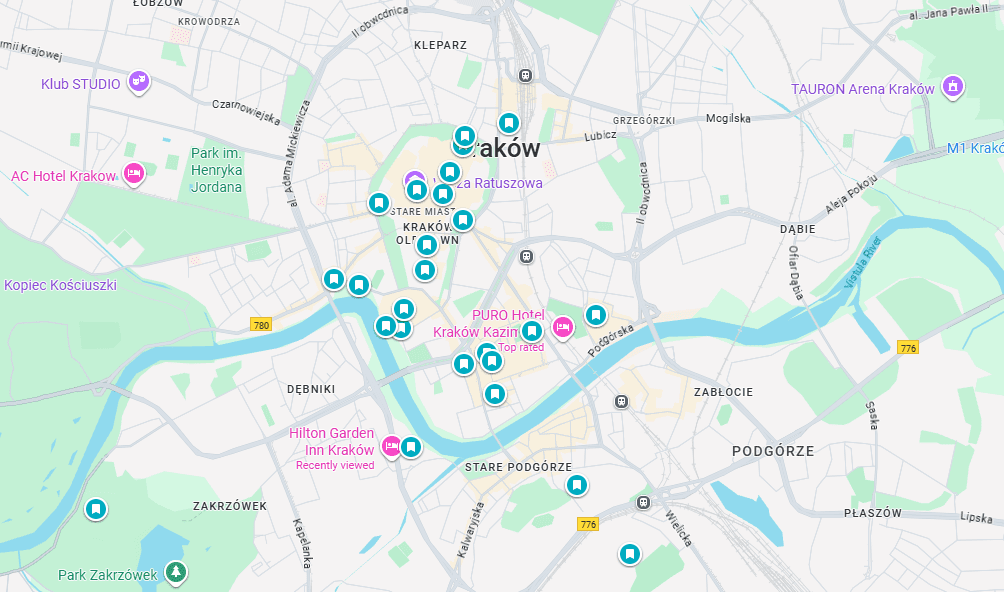 map of things to do in krakow